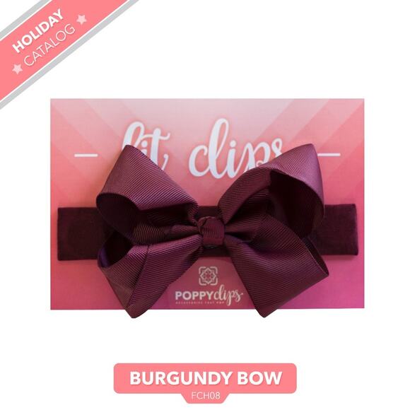 FitClips by PoppyClips - Burgundy Bow - Picture 1 of 5
